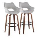 Mustang - Contemporary Fixed Height Barstool With Swivel & Round Footrest (Set of 2) by HouseOfZazla