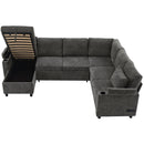 U-Shaped Sectional Sleeper Sofa With Ample Storage Space, 2 Cup Holders And Charging Ports For Living Room by HouseOfZazla