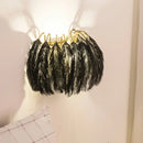 GobekUsa Gold Curved Sconce - Simplicity Feather Wall Light Fixture for Bedside