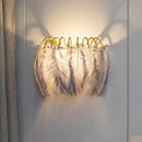 GobekUsa Gold Curved Sconce - Simplicity Feather Wall Light Fixture for Bedside