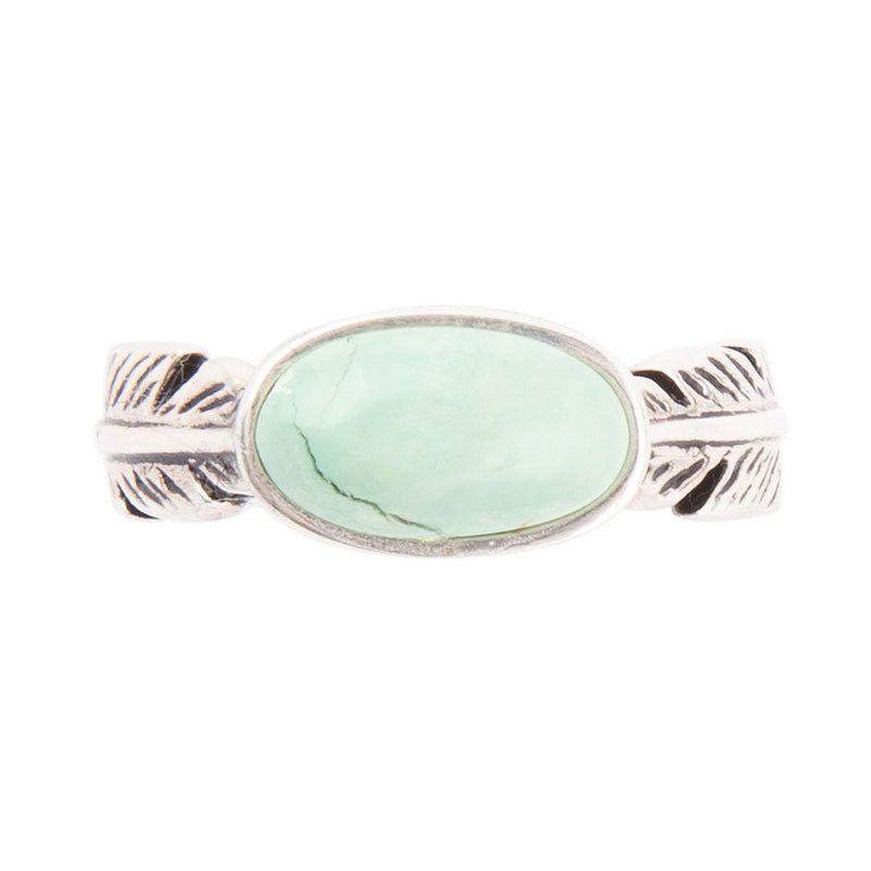 Feather Green Turquoise and Sterling Silver Ring