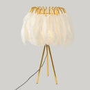 GobekUsa Feather Night Light: Elegant 1-Light Gold Table Lamp with Tripod Stand