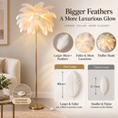 Luxury Ostrich Feather Floor Lamp, 160cm Tall Modern Standing Light with 58+ Extra-Full 45cm Lengthened Feathers