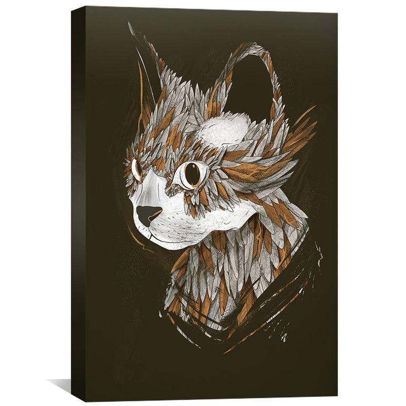 Feathered Cat Dark Canvas