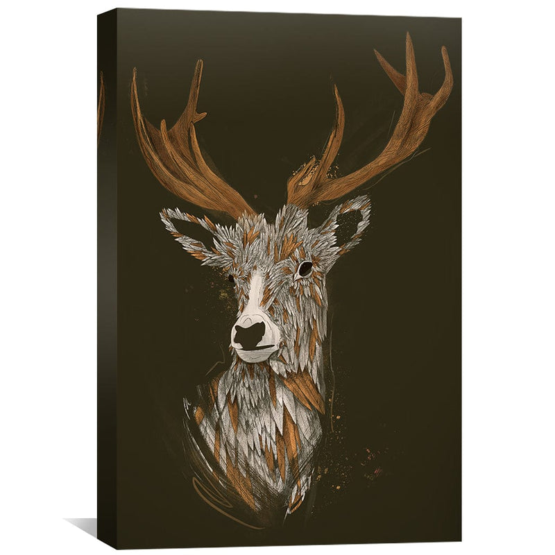 Feathered Deer Dark Canvas