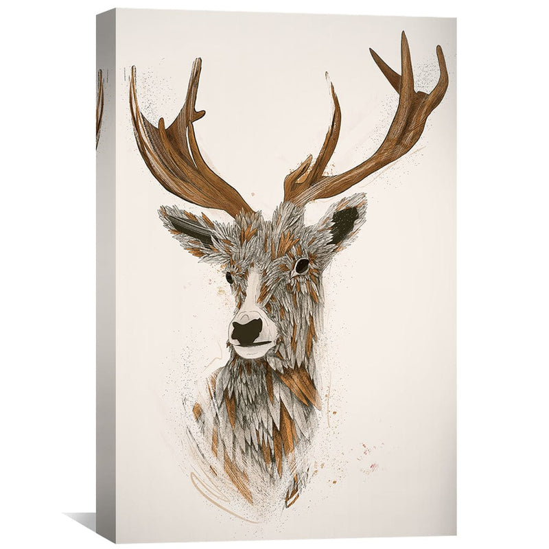 Feathered Deer Light Canvas