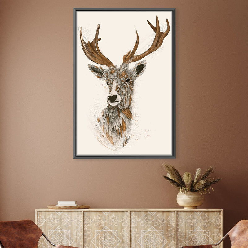 Feathered Deer Light Canvas