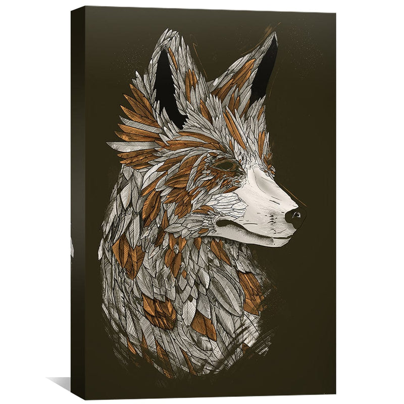 Feathered Fox Dark Canvas