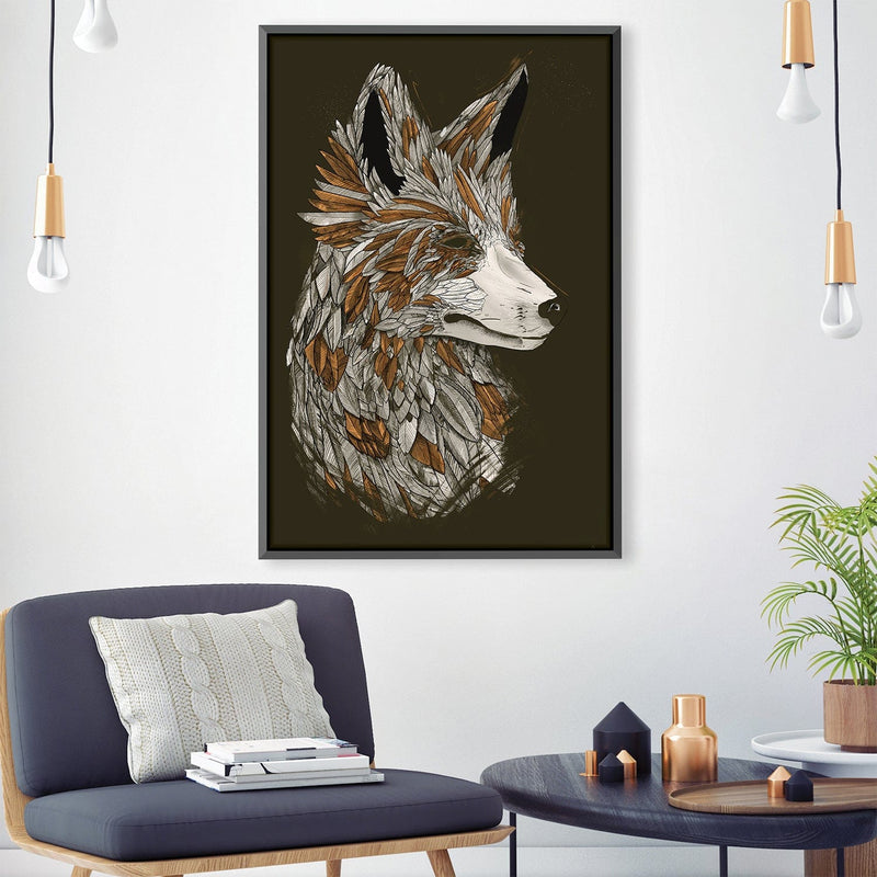 Feathered Fox Dark Canvas