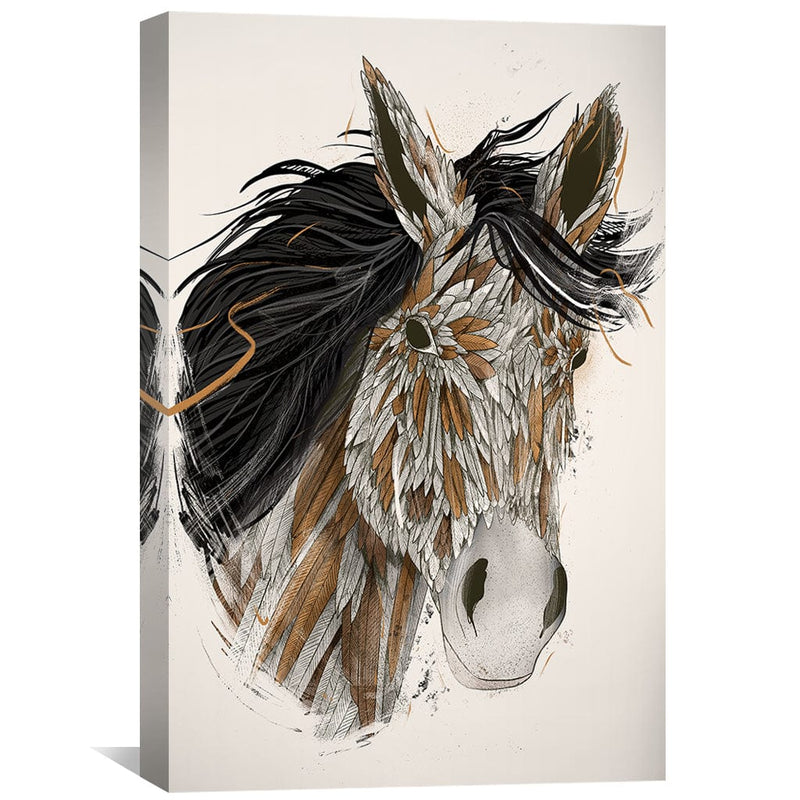 Feathered Horse Light Canvas