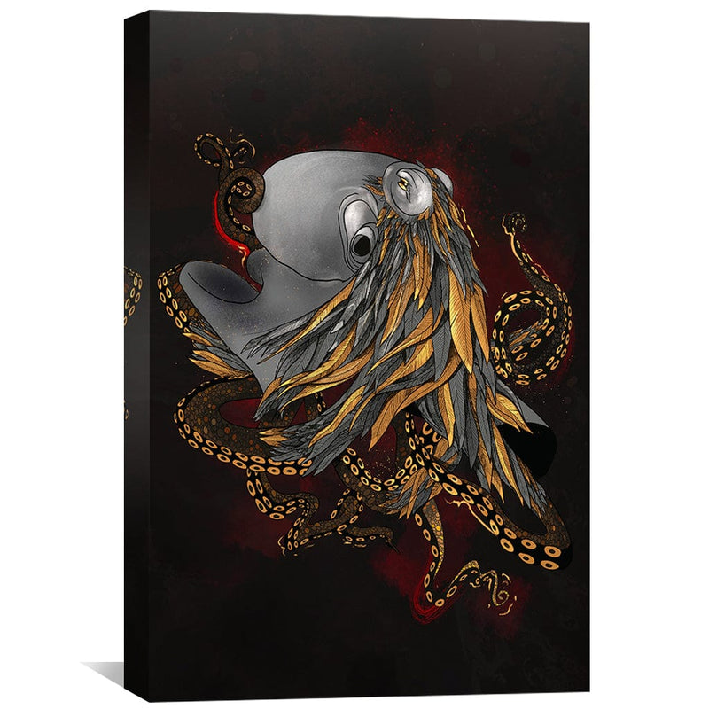 Feathered Octopus Dark Canvas