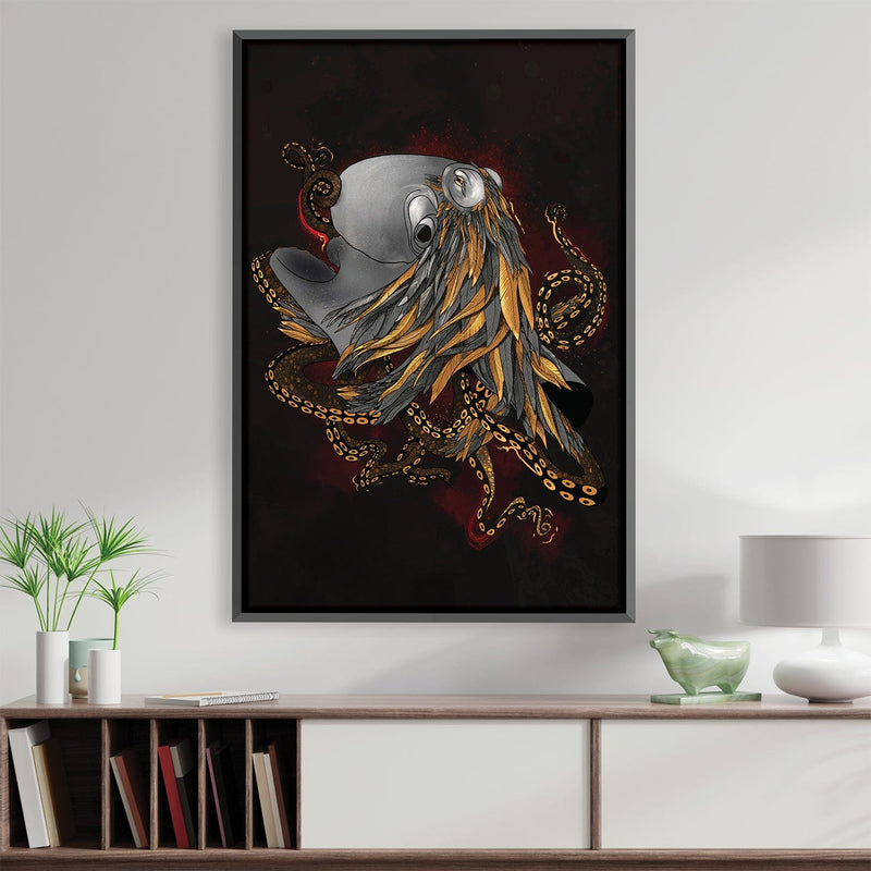 Feathered Octopus Dark Canvas