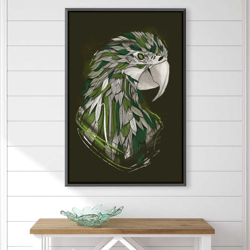 Feathered Parrot Dark Canvas