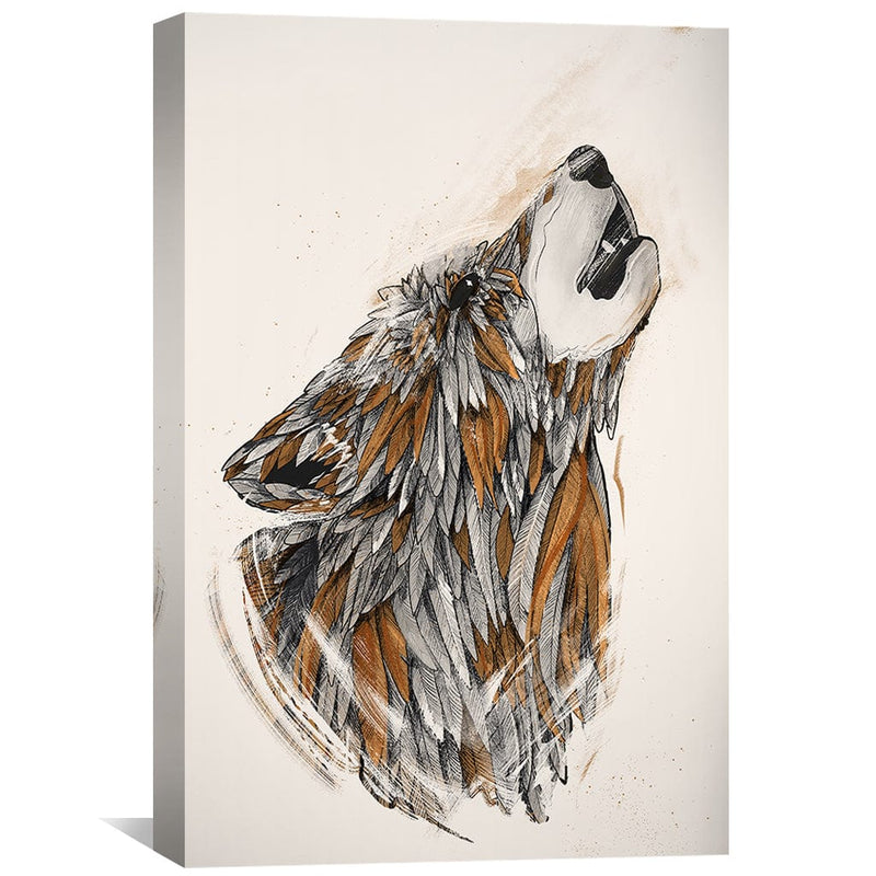 Feathered Wolf Light Canvas