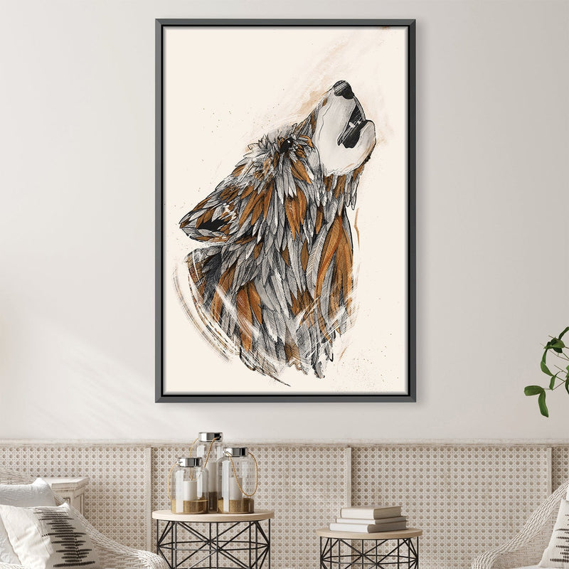 Feathered Wolf Light Canvas