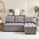 78.75" Reclining Sofa, Pull-Out Sofa Bed with USB and tape-c charging ports, L-Shaped Sectional Sofa with Reclining Storage and Arm Side Organizer Pocket Features, Living Room Comfort Sofa