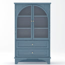 52.17"H Glass Door Display Case Storage Cabinet with 2 Drawers and Adjustable Shelf by HouseOfZazla