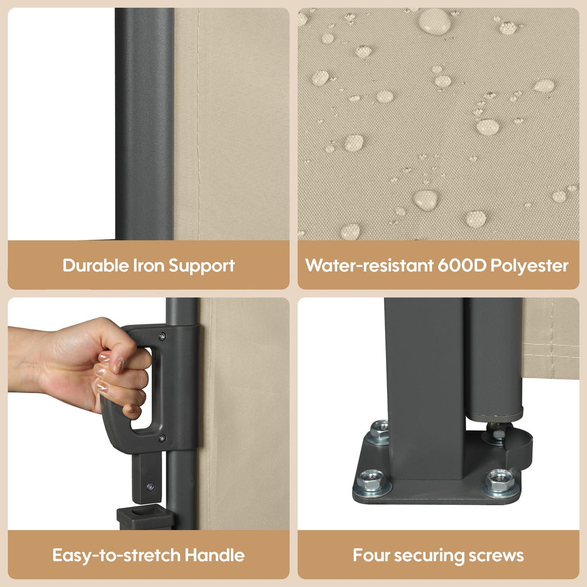 Retractable Side Awning, Waterproof And UV Resistant, Privacy Screen For Patio, photo 15 of 15
