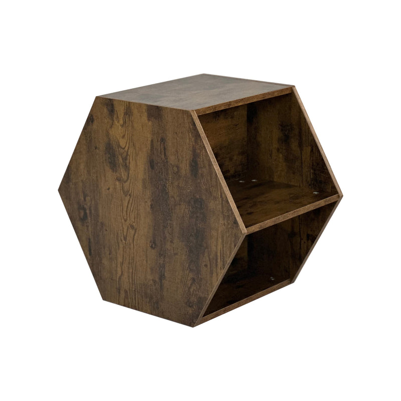 23.62" Hexagonal Coffee Table Side Table Nightstand Antique Wood