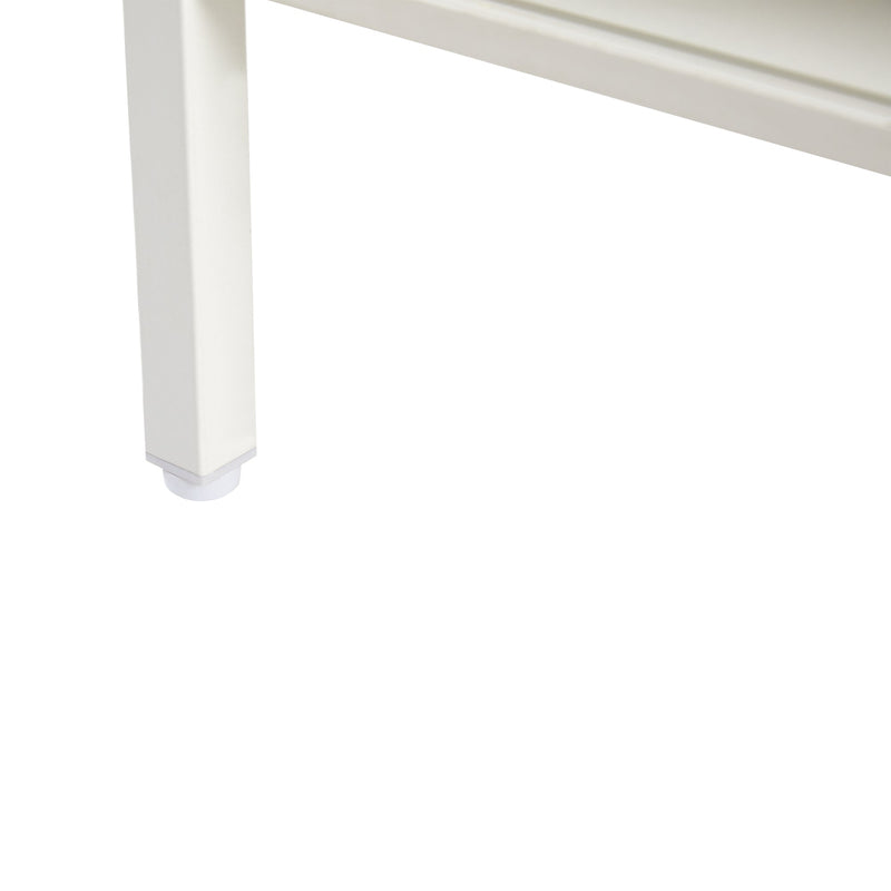 40.16" Rattan Coffee table, sliding door for storage, metal legs, Modern table for living room, white