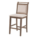 3-Piece Wood Counter Height Drop Leaf Dining Table Set with 2 Upholstered Dining Chairs for Small Place, Brown