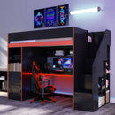 Gaming Loft Bed With Desk And Storage, LED Lights by Unique Piece Furniture