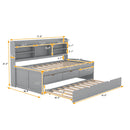 Captain Bed With Built In Bookshelves, 3 Storage Drawers, And Trundle