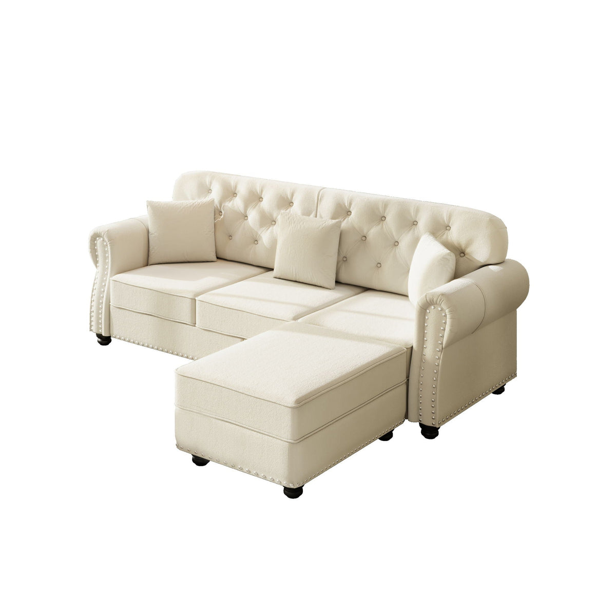 Upholstered 3 Seater Sofa Set With Ottoman, photo 38 of 39