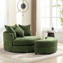 360° Swivel Accent Barrel Chair With Storage Ottoman & 4 Pillows, Modern Leisure Chair Round Accent For Living Room by HouseOfZazla