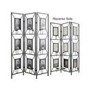 Room Photo Frames Screen Divider Screens, 3 Panel Decorative Screen With Photo Frames, Antique Mirror, Candle Stick - Black by HouseOfZazla