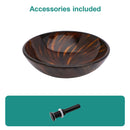 Vessel Bathroom Sink With Pop Up Drain, Round Bowl Design For Bathrooms - Brown by HouseOfZazla