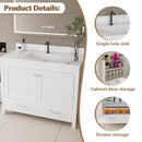 43" Bathroom Vanity With Artificial Marble Carrara Top Set, Multi Functional Cabinet With Doors And Drawer - White by HouseOfZazla