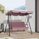 3-Seat Outdoor Patio Swing Chair with Removable Cushion, Steel Frame Stand and Adjustable Tilt Canopy for Patio, Garden, Poolside, Balcony, Backyard, Brown