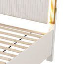 Obsession - Queen Size Bed With LED Headboard And Footboard Storage Drawer - White by HouseOfZazla