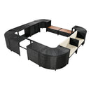Spa Surround Spa Frame Quadrilateral Outdoor Rattan Sectional Sofa Set With Mini Sofa, Wooden Seats And Storage Spaces by HouseOfZazla