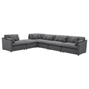 6 Piece Upholstered Modular Sectional Sofa With Reversible Cushions And Ottoman - Charcoal by HouseOfZazla