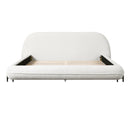 Queen Size Upholstered Bed Frame with Boucle Fabric and Steel Legs by HouseOfZazla
