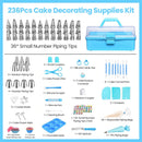 236Pcs Cake Decorating Kit Baking Tools Accessories Cake Decorating Supplies with Piping Tips Couplers and Bags Cookie Cutters Baking Cups Scrapers Fl