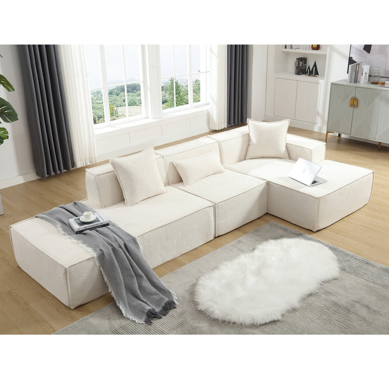 Walker Edison | Minimalist Terry Modular Couch with Right L-shaped Sectional