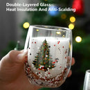 Festive christmas tree double wall glass mug kitchen decor by Decorbites