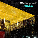 Festive golden led string lights outdoor garden decor by Decorbites