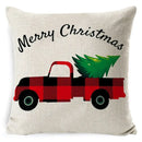 Festive red & black plaid elk print linen pillowcase living room decor by Decorbites