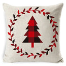 Festive red & black plaid elk print linen pillowcase living room decor by Decorbites