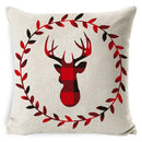 Festive red & black plaid elk print linen pillowcase living room decor by Decorbites