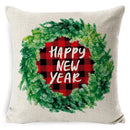 Festive red & black plaid elk print linen pillowcase living room decor by Decorbites