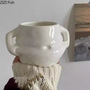 Festive white santa claus ceramic mug set dining room soup bowl by Decorbites