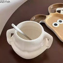 Festive white santa claus ceramic mug set dining room soup bowl by Decorbites