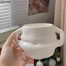 Festive white santa claus ceramic mug set dining room soup bowl by Decorbites