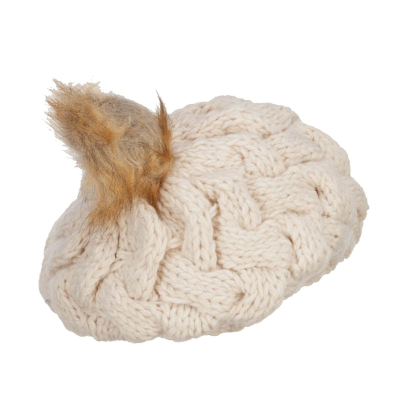 Faux Fur Pom Knit Beret