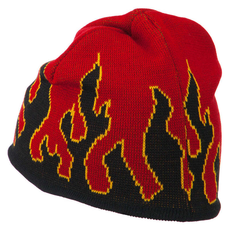 Knit Beanie with Flames